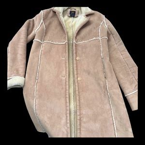 Vintage Y2K faux Leather Suede Shearling Penny Lane Trench Coat